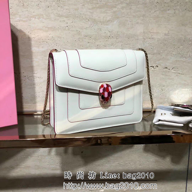 BVLGARI寶格麗 原單品質 最新款蛇頭扣環 奶白色 時尚手提肩背包 34559 FYD1300